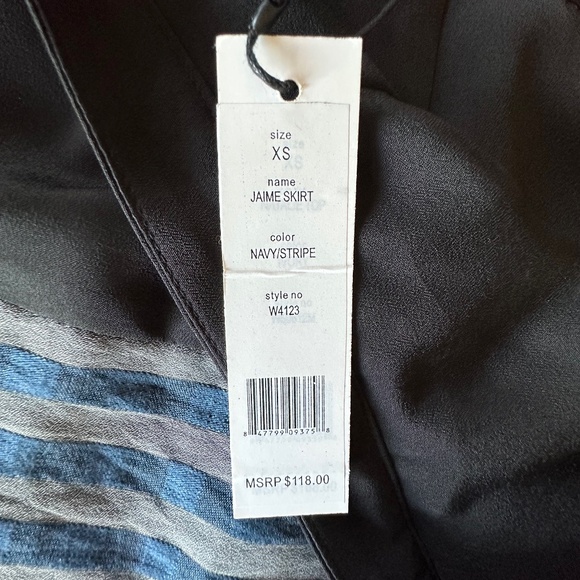 W118 by Walter Baker Jaime Skirt, Navy Stripe, XS - Picture 8 of 10
